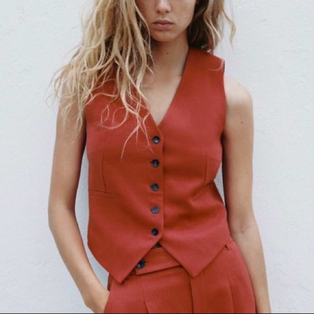 NWT ZARA linen blend vest size small
